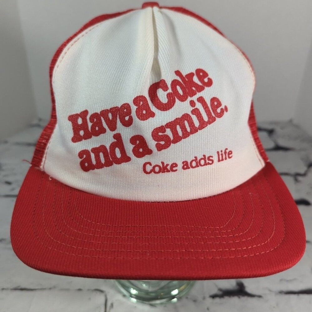 Have a Coke and a Smile Vintage Snapback Trucker Hat Red‎ White